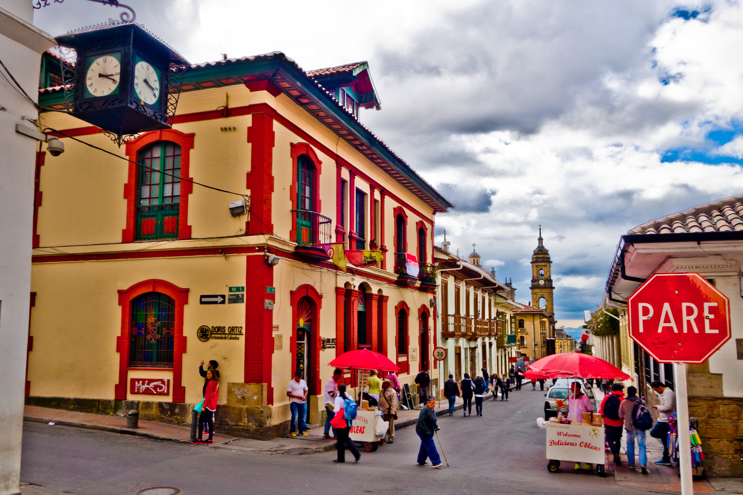 BOGOTA, COLOMBIA - FEBRUARY 9, 2015: La Candelaria, colonial neighborhood that is a cultural and historical landmark in Bogota, Colombia
